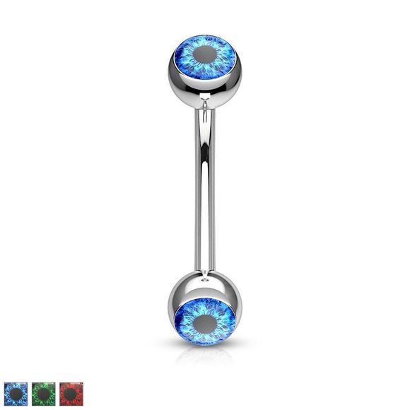 Eyeball Inlaid 316L Surgical Steel Curved Barbells for Eyebrow and More - Picture 4 of 8